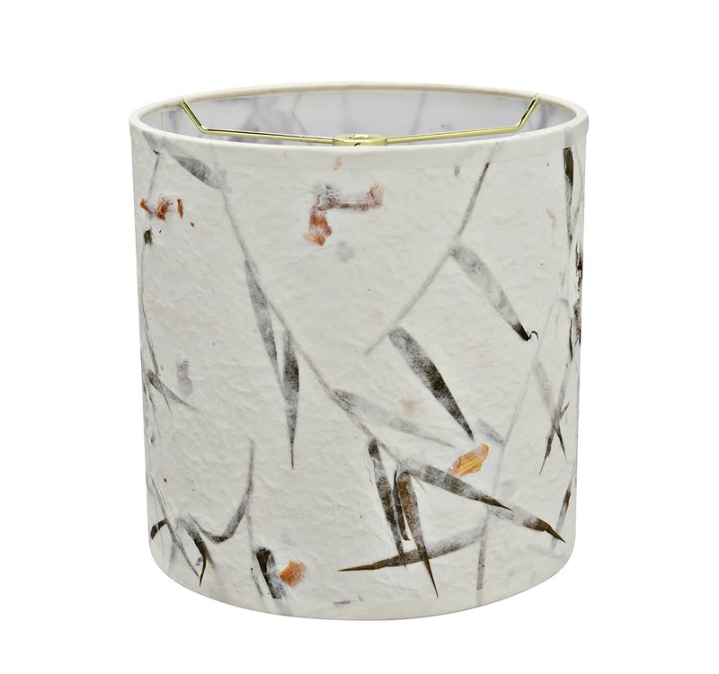 Aspen Creative 31223 Transitional Drum (Cylinder) Shaped Spider Construction Lamp Shade in Off White with Leaves and Petals in Paper, 8" Wide (8" x 8" x 8") - Image 1